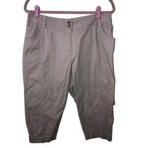 Chicos Size 2 Womens Large 12 Pants Cotton Cargo Cropped Capri Gray Pockets